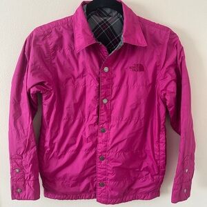 The North Face Boys Reversible Snap‎ Shacket Jacket Gray/Pink Sz 10/12